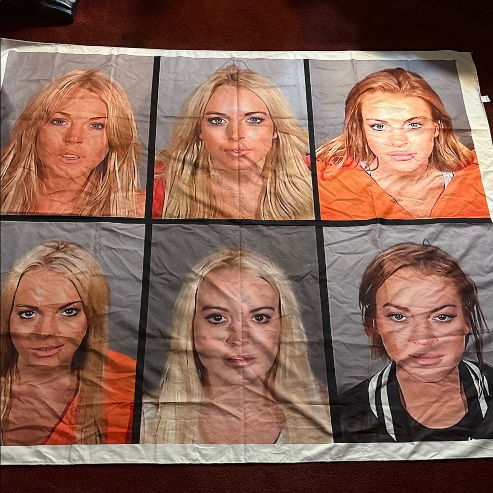 Lindsay Lohan Celebrity Mugshot Collage Tapestry